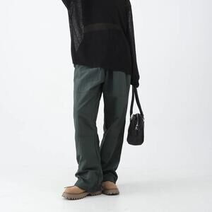 NWT black drawstring waist banded parachute pants